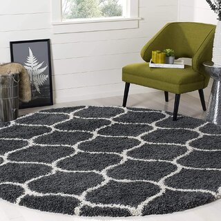 GALLERY HOME Silky Smooth Anti-Skid Shaggy Round Carpet with 2 inch Thickness (7 x 7 Round, Charcoal M1) GALLERY HOME Silky Smooth Anti-Skid Shaggy Round Carpet with 2 inch Thickness (7 x 7 Round, Charcoal M1)