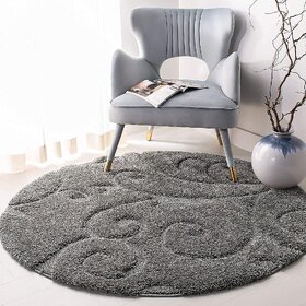 GALLERY HOME Silky Smooth Anti-Skid Shaggy Round Carpet with 2 inch Thickness (9 x 9 Round, Charcoal M2)