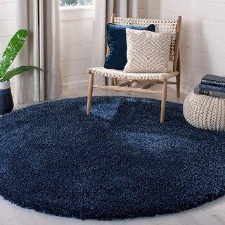                       GALLERY HOME Silky Smooth Anti-Skid Shaggy Round Carpet with 2 inch Thickness (4 x 4 Round, Blue S2)                                              