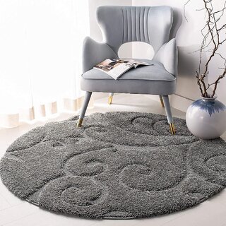 GALLERY HOME Silky Smooth Anti-Skid Shaggy Round Carpet with 2 inch Thickness (6 x 6 Round, Charcoal M2) GALLERY HOME Silky Smooth Anti-Skid Shaggy Round Carpet with 2 inch Thickness (6 x 6 Round, Charcoal M2)