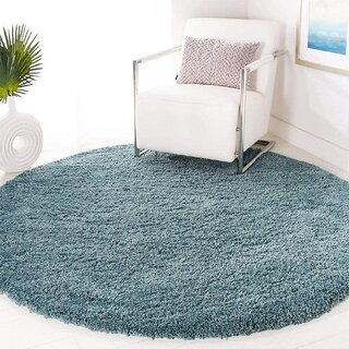                       GALLERY HOME Silky Smooth Anti-Skid Shaggy Round Carpet with 2 inch Thickness (3 x 3  Round, Blue S3)                                              