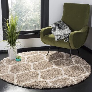                       GALLERY HOME Silky Smooth Anti-Skid Shaggy Round Carpet with 2 inch Thickness (4 x 4 Round, Gold M4)                                              