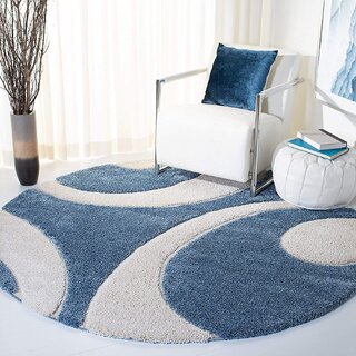 GALLERY HOME Silky Smooth Anti-Skid Shaggy Round Carpet with 2 inch Thickness (9 x 9 Round, Blue S4) GALLERY HOME Silky Smooth Anti-Skid Shaggy Round Carpet with 2 inch Thickness (9 x 9 Round, Blue S4)