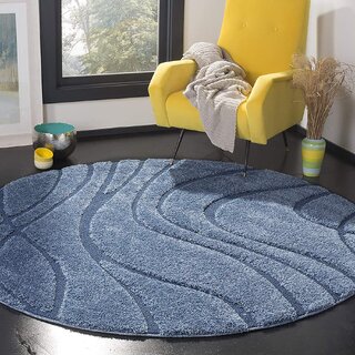                       GALLERY HOME Silky Smooth Anti-Skid Shaggy Round Carpet with 2 inch Thickness (5 x 5 Round, Sky Blue Q10)                                              