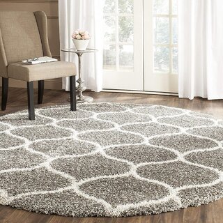                       GALLERY HOME Silky Smooth Anti-Skid Shaggy Round Carpet with 2 inch Thickness (5 x 5 Round, Grey A1)                                              