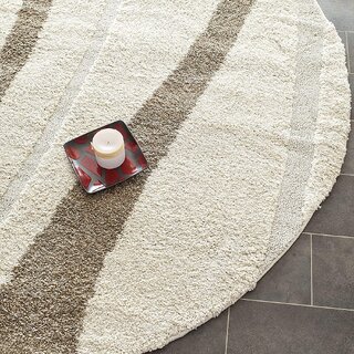                       GALLERY HOME Silky Smooth Anti-Skid Shaggy Round Carpet with 2 inch Thickness (3 x 3  Round, Ivory K2)                                              