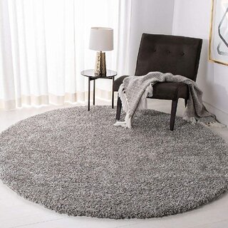                      GALLERY HOME Silky Smooth Anti-Skid Shaggy Round Carpet with 2 inch Thickness (3 x 3  Round, Grey A2)                                              