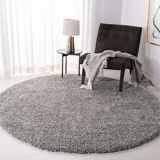                       GALLERY HOME Silky Smooth Anti-Skid Shaggy Round Carpet with 2 inch Thickness (7 x 7 Round, Grey A2)                                              