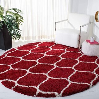GALLERY HOME Silky Smooth Anti-Skid Shaggy Round Carpet with 2 inch Thickness (6 x 6 Round, Maroon F4) GALLERY HOME Silky Smooth Anti-Skid Shaggy Round Carpet with 2 inch Thickness (6 x 6 Round, Maroon F4)
