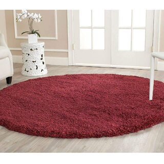                      GALLERY HOME Silky Smooth Anti-Skid Shaggy Round Carpet with 2 inch Thickness (5 x 5 Round, Maroon F5)                                              