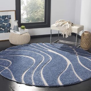                       GALLERY HOME Silky Smooth Anti-Skid Shaggy Round Carpet with 2 inch Thickness (7 x 7 Round, Sky Blue )                                              