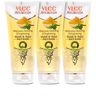                       VLCC Ayurveda Deep Pore Cleansing Haldi & Tulsi Face Wash - 100 ml ( Pack of 3 )                                              