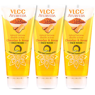                       VLCC Ayurveda Natural Fairness Chandan  Kesar Face Wash -100 ml ( Pack of 3 )                                              