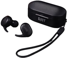 RAT Dart Series Earbuds TWS| Environmental Noise Cancellation with Mic, 32 Hours Playtime with Speed Charge| IPX4 Water Resistance, Smooth Touch Controls & Voice Assistant Bluetooth In Ear Earbuds- Black