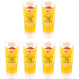                       VLCC Ayurveda Natural Fairness Chandan  Kesar Face Wash -100 ml ( Pack of 6 )                                              