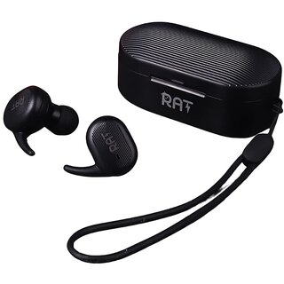                       RAT Dart Series Earbuds TWS| Environmental Noise Cancellation with Mic, 32 Hours Playtime with Speed Charge| IPX4 Water Resistance, Smooth Touch Controls & Voice Assistant Bluetooth In Ear Earbuds- Black                                              