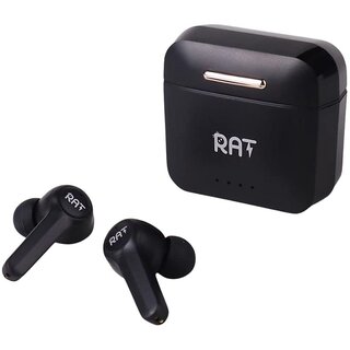                      RAT Arrow Series Earbuds| TWS Active Noise Cancellation with Mic, 22 Hours Playtime with Speed Charge| IPX4 Water Resistance, Smooth Touch Controls & Voice Assistant Bluetooth in Ear Earbuds- Black                                              