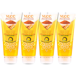                       VLCC Ayurveda Natural Fairness Chandan  Kesar Face Wash -100 ml ( Pack of 4 )                                              
