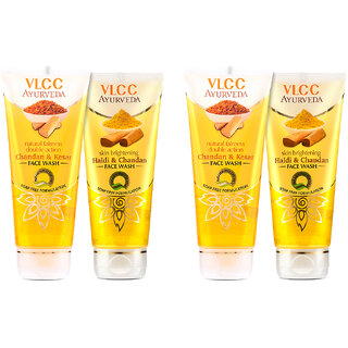                       VLCC Chandan Kesar  Haldi Chandan Facewash Combo-100 ml (Pack of 4)                                              