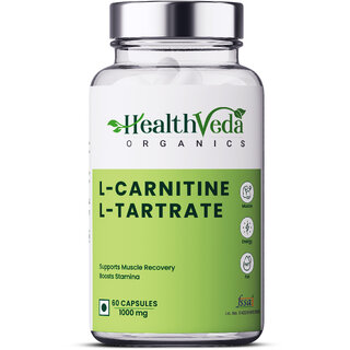                       Health Veda Organics L Carnitine L-Tartrate, 1000mg  Pre-Workout Supplements  Supports Muscle Recovery  Endurance                                              
