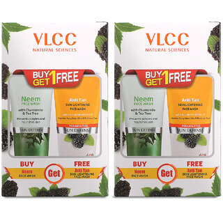                       VLCC Original Neem Chamomile & Tea Tree & Anti-Tan Skin Lightening Face Wash -150 ml (Pack of 2)                                              