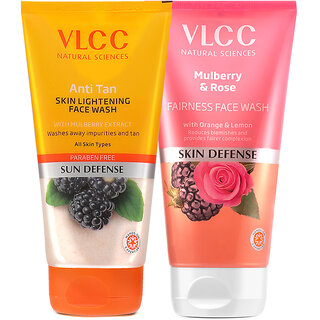                       VLCC Combo Kit of Anti-Tan & Mulberry & Rose Face Wash -150 ml (Pack of 2)                                              
