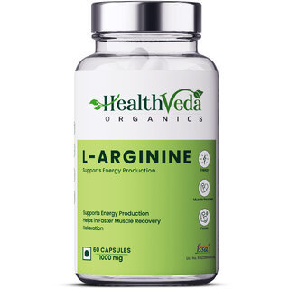                       Health Veda Organics L Arginine 1000 mg with Chromium Picolinate  60 Veg Capsules Good for Muscle Growth                                              