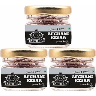                       EARTH KING Natural  and  Pure Finest A++ Grade Afghani Kesar /Jafran for Biryani  and  Cooking3Gm (3 x 1 g)                                              