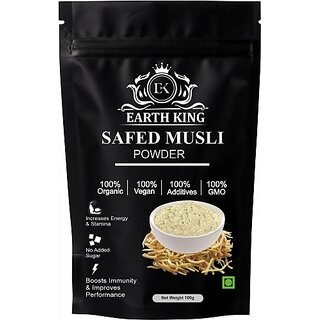                       EARTH KING 100% Pure Safed  Powder (Chlorophytum Borivilianum ) for Vigor  and  Vitality (100 g)                                              