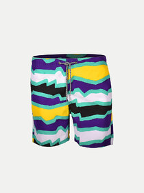 Men White Abstract Printed Casual Shorts