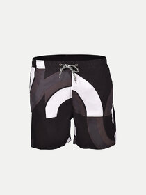 Men Black Printed Polyester stylish beach shorts