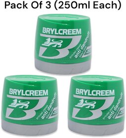 BRYLCREEM Styling Cream, Anti-Dandruff Scalp Care Hair Cream 250ml (Pack of 3)