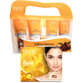                       VLCC Manicure Pedicure kit -210 g  Gold Facial Kit -60 g (Pack of 2)                                              
