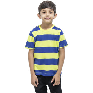                       Get Stocked Striped Cotton Boys T-Shirt Blue  Green                                              