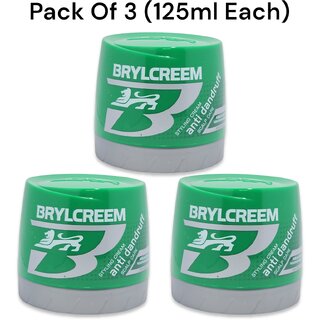 BRYLCREEM Styling Cream, Anti-Dandruff Scalp Care Hair Cream 125ml (Pack of 3)