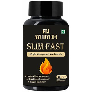                       FIJ AYURVEDA Slim fast Capsule for Men  and  Women Helps in Weight Loss  and  Fat Burn 60 Capsules (500 mg)                                              