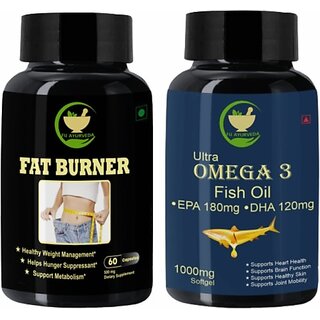 FIJ AYURVEDA Fat Burner Capsule For Weight Loss with Ultra Omega3 Capsule Combo Pack (1500 mg) FIJ AYURVEDA Fat Burner Capsule For Weight Loss with Ultra Omega3 Capsule Combo Pack (1500 mg)
