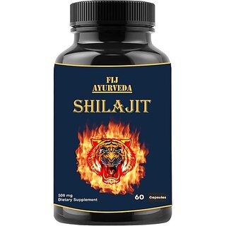                       FIJ AYURVEDA Shilajit/Shilajeet Capsule for Vigor  and  Vitality - 60 Capsules                                              
