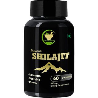                       FIJ AYURVEDA Premium Shilajit/Shilajeet Capsule for Stamina, Energy  and  Power 60 Capsules                                              
