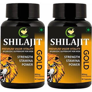                       FIJ AYURVEDA Shilajit Gold Supports Strength, Power  and  Stamina for Men Women 800mg Pack of 2 (Pack of 2)                                              