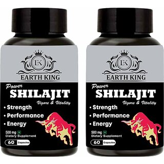 EARTH KING Power Shilajit/Shilajeet Capsule for Vigor and Vitality - 500mg 60 Capsules (Pack of 2) EARTH KING Power Shilajit/Shilajeet Capsule for Vigor and Vitality - 500mg 60 Capsules (Pack of 2)