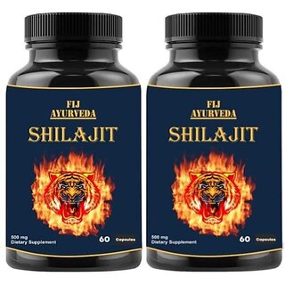 FIJ AYURVEDA Shilajit/Shilajeet Capsule for Vigor and Vitality - 60 Capsules (Pack of 2) FIJ AYURVEDA Shilajit/Shilajeet Capsule for Vigor and Vitality - 60 Capsules (Pack of 2)