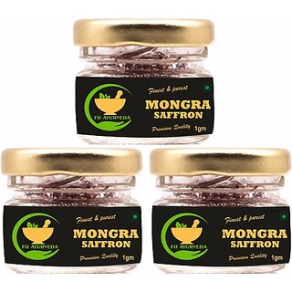                       FIJ AYURVEDA Finest  and  Pure A++ Grade Mongra Saffron Threads for Skin, Face  and  Cooking - 3 Gram (3 x 1 g)                                              