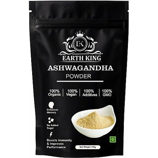                       EARTH KING 100 Pure Ashwagandha Powder Supports Anxiety  and  Stress for Men  and  Women                                              