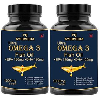 FIJ AYURVEDA Ultra Omega 3 Fish Oil Fatty Acid (180 mg EPA and 120 mg DHA) 1000mg (2 x 60 mg) FIJ AYURVEDA Ultra Omega 3 Fish Oil Fatty Acid (180 mg EPA and 120 mg DHA) 1000mg (2 x 60 mg)