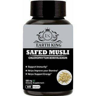                       EARTH KING Safed  Extract Capsule for Strength  and  Stamina 500MG (60 Capsules)                                              