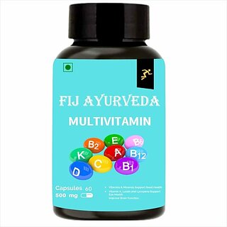                       FIJ AYURVEDA Multivitamin Capsule with Vitamins, Minerals  and  Herbs for Men  and  Women 60 veg (500 mg)                                              