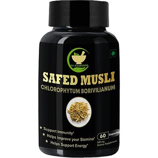                       FIJ AYURVEDA Safed  Extract Capsule for Strength  and  Stamina 500mg 60 Capsules (500 mg)                                              