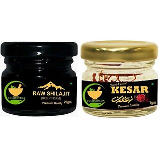 FIJ AYURVEDA Raw Shilajit/Shilajit Resin 20Gm, with Kesar Saffron 1Gm (Combo Pack) (Pack of 2) FIJ AYURVEDA Raw Shilajit/Shilajit Resin 20Gm, with Kesar Saffron 1Gm (Combo Pack) (Pack of 2)