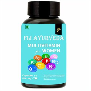                       FIJ AYURVEDA Multivitamin Capsule with Vitamins, Minerals  and  Herbs for Women 60 veg (500 mg)                                              